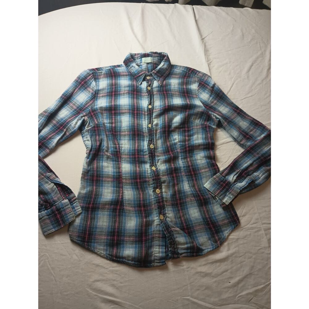 SHIRT Plaid Button Down‎ Long sleeve Women Medium Western